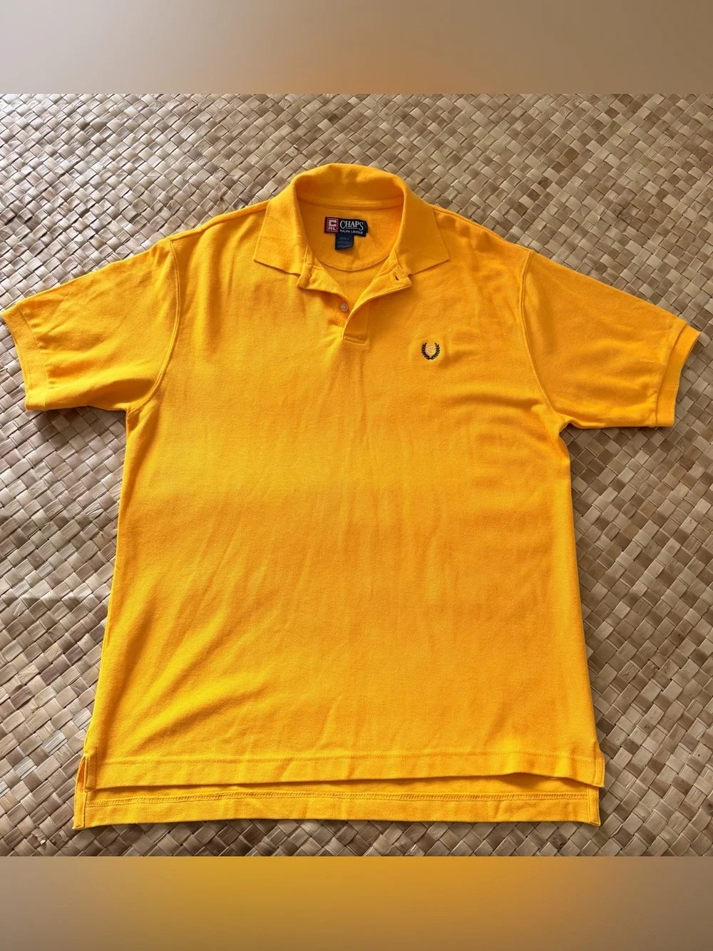 Vintage Men’s Chaps Ralph Lauren Yellow Gold Polo Shirt Large 90s 2000s